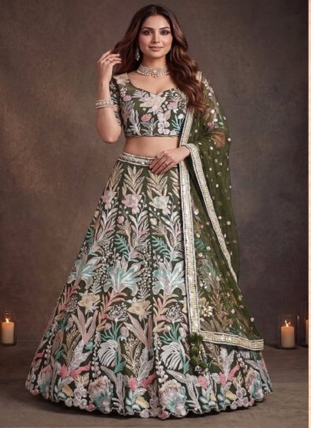 Green Colour Zeel Vol 38 Soft Net Sequins Embroidery Work Designer Lehenga 6032